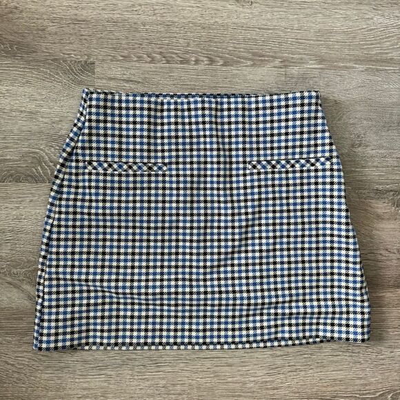 Zara EUC High Waist Houndstooth Mini Skirt Size S Pockets - Picture 4 of 4